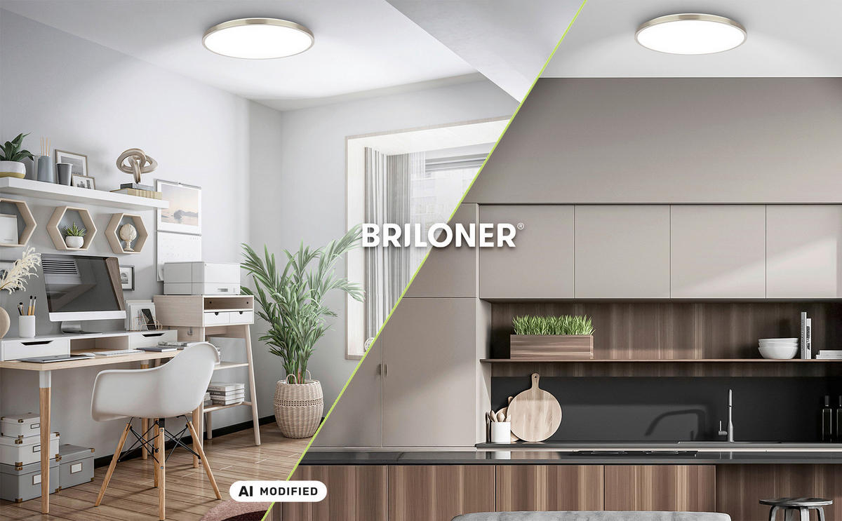 LED-DECKENLEUCHTE Kaida 33/6 cm   - Nickelfarben, Basics, Kunststoff/Metall (33/6cm) - Briloner