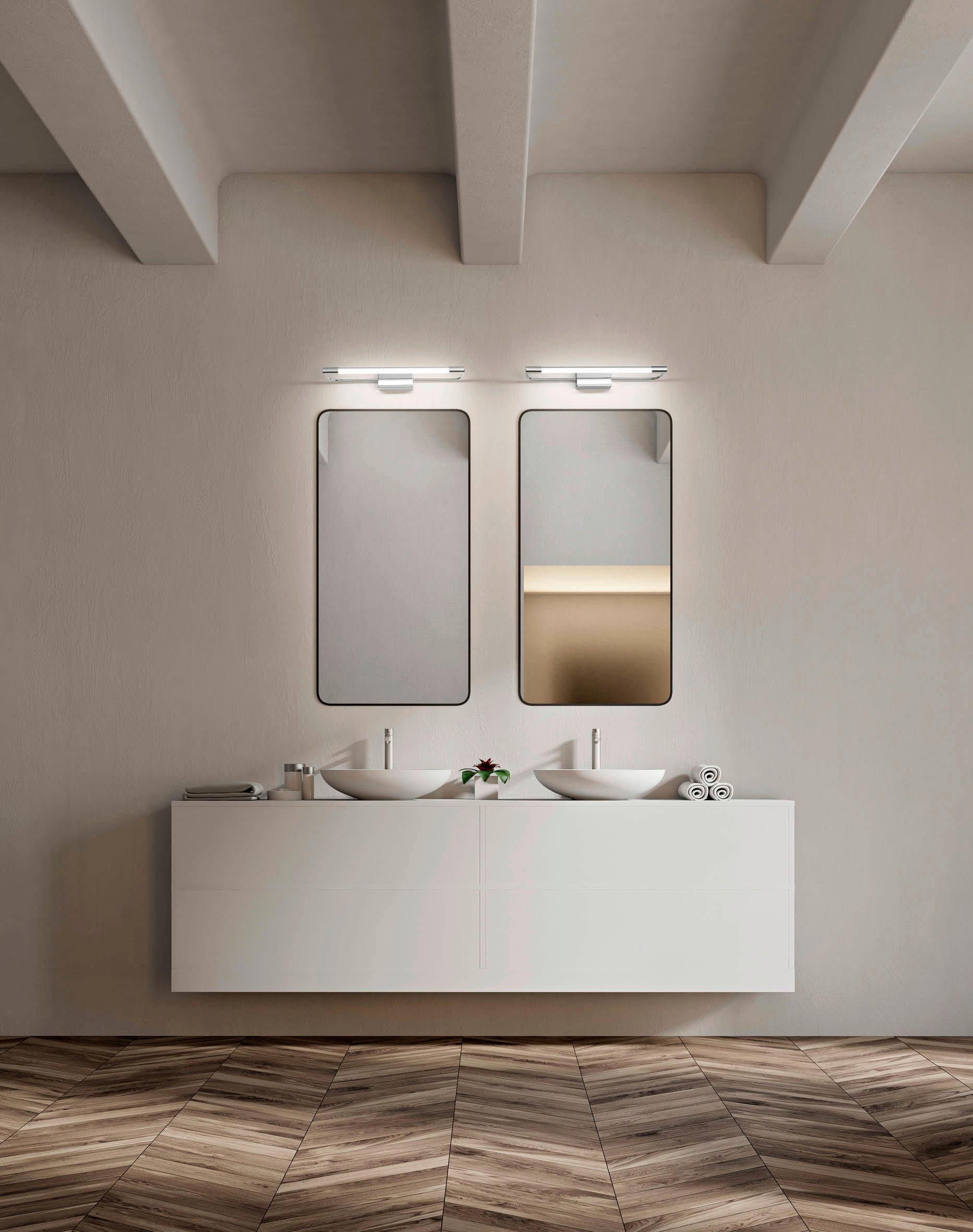 BADEZIMMER-WANDLEUCHTE - Chromfarben, Design, Kunststoff/Metall (40/5/8cm) - Fabas Luce