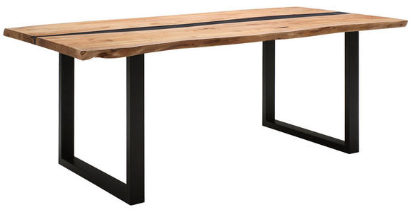 ESSTISCH in Holz, Metall 220/100/76 cm  - Schwarz/Akaziefarben, LIFESTYLE, Holz/Metall (220/100/76cm) - Linea Natura