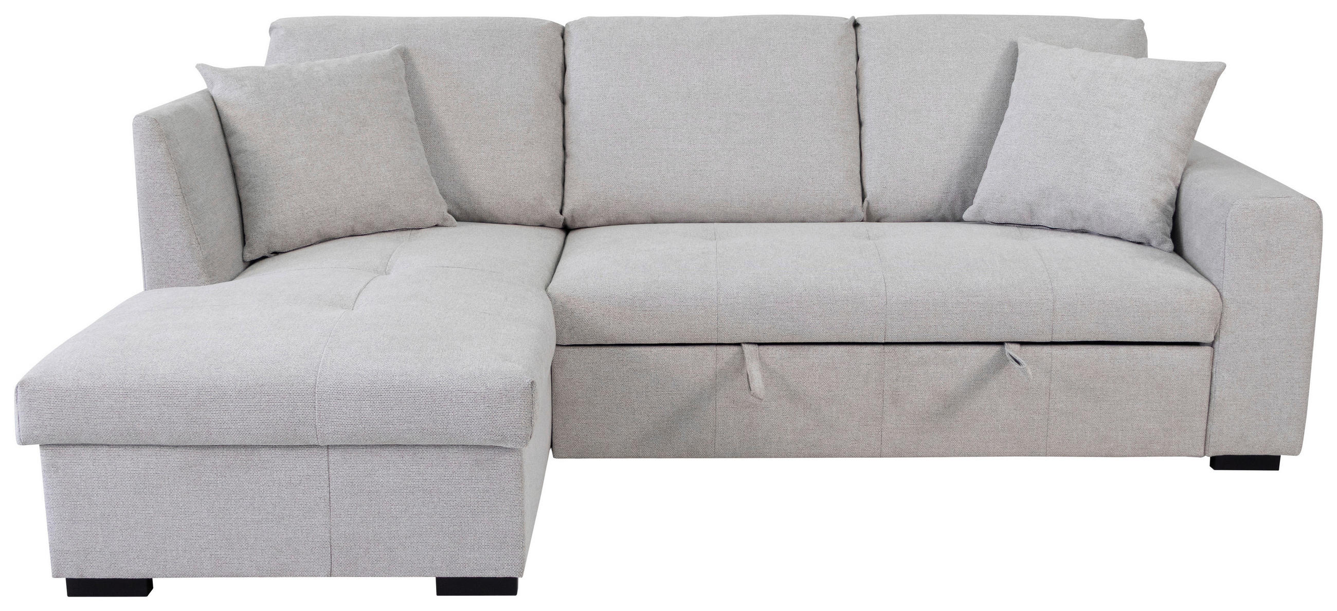 ECKSOFA LUKAS Silberfarben Struktur Zierkissen, Bettkasten  - Silberfarben, Trend, Textil (158/239cm) - P & B