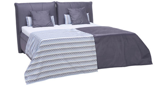 POLSTERBETT Matratze, gepolstertes Kopfteil, Lattenrost, Bettkasten Dunkelgrau 200/200 cm - Dunkelgrau/Silberfarben, KONVENTIONELL, Holz/Textil (200/200cm) - Dieter Knoll