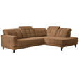 ECKSOFA in Webstoff Braun  - Schwarz/Braun, Design, Holz/Textil (302/216cm) - Xora