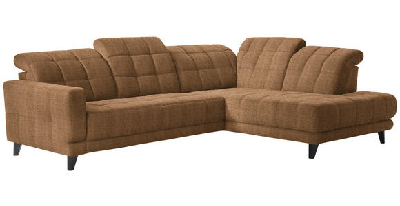 ECKSOFA in Webstoff Braun 302/216 cm - Schwarz/Braun, Design, Holz/Textil (302/216cm) - Xora