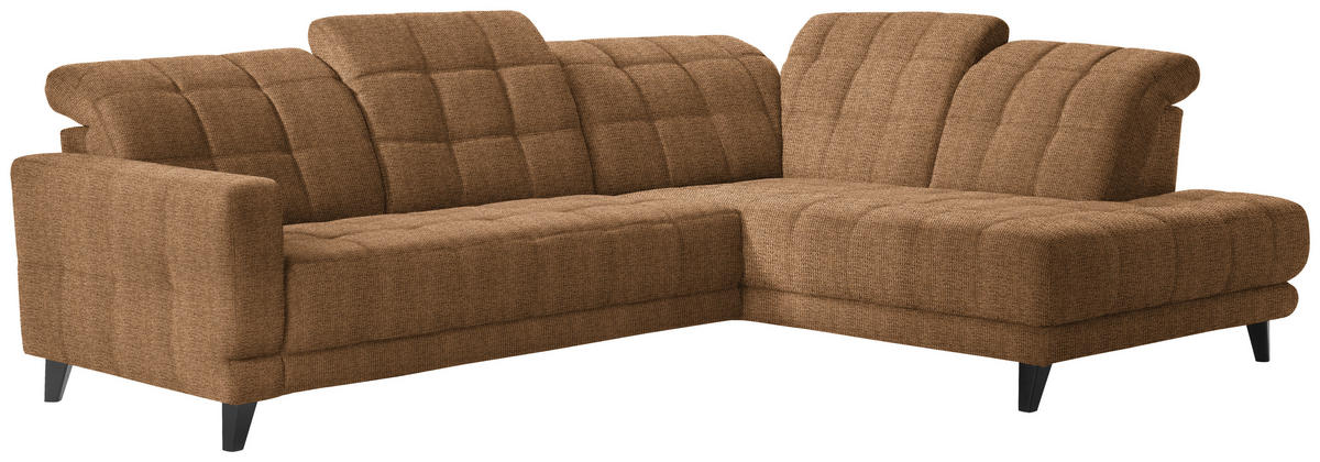 ECKSOFA in Webstoff Braun  - Schwarz/Braun, Design, Holz/Textil (302/216cm) - Xora