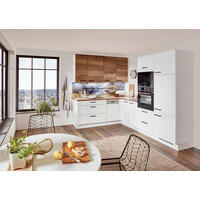 ROHOVÁ KUCHYNĚ SILVIO 265 - bílá/hnědá, Design, kompozitní dřevo (210/265cm) - Celina