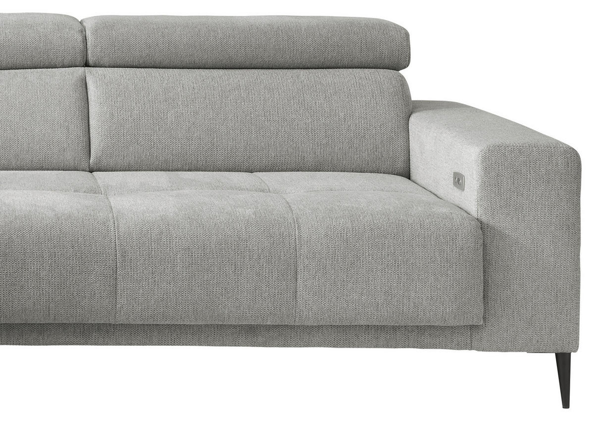 ECKSOFA INTERA in Struktur Grau  225/305 cm  - Schwarz/Grau, KONVENTIONELL, Textil/Metall (225/305cm) - Livetastic