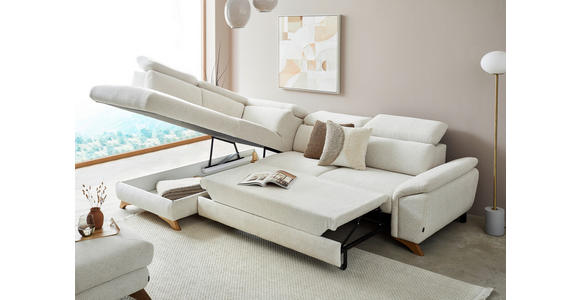 ECKSOFA in Chenille Creme  287/212 cm  - Eichefarben/Creme, MODERN, Holz/Textil (287/212cm) - Valnatura