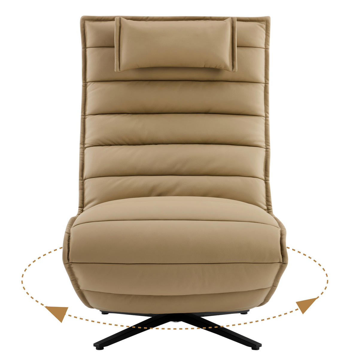 RELAXSESSEL Lederlook Echtleder Relaxfunktion, Fußteilverstellung, Nackenkissen    - Taupe/Schwarz, Design, Leder/Textil (68/108/84cm) - Stylife