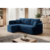 ECKSOFA Plüsch Blau  - Blau/Schwarz, Design, Kunststoff/Textil (150/206cm) - MID.YOU