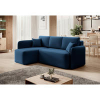 ECKSOFA Plüsch Blau  - Blau/Schwarz, Design, Kunststoff/Textil (150/206cm) - MID.YOU