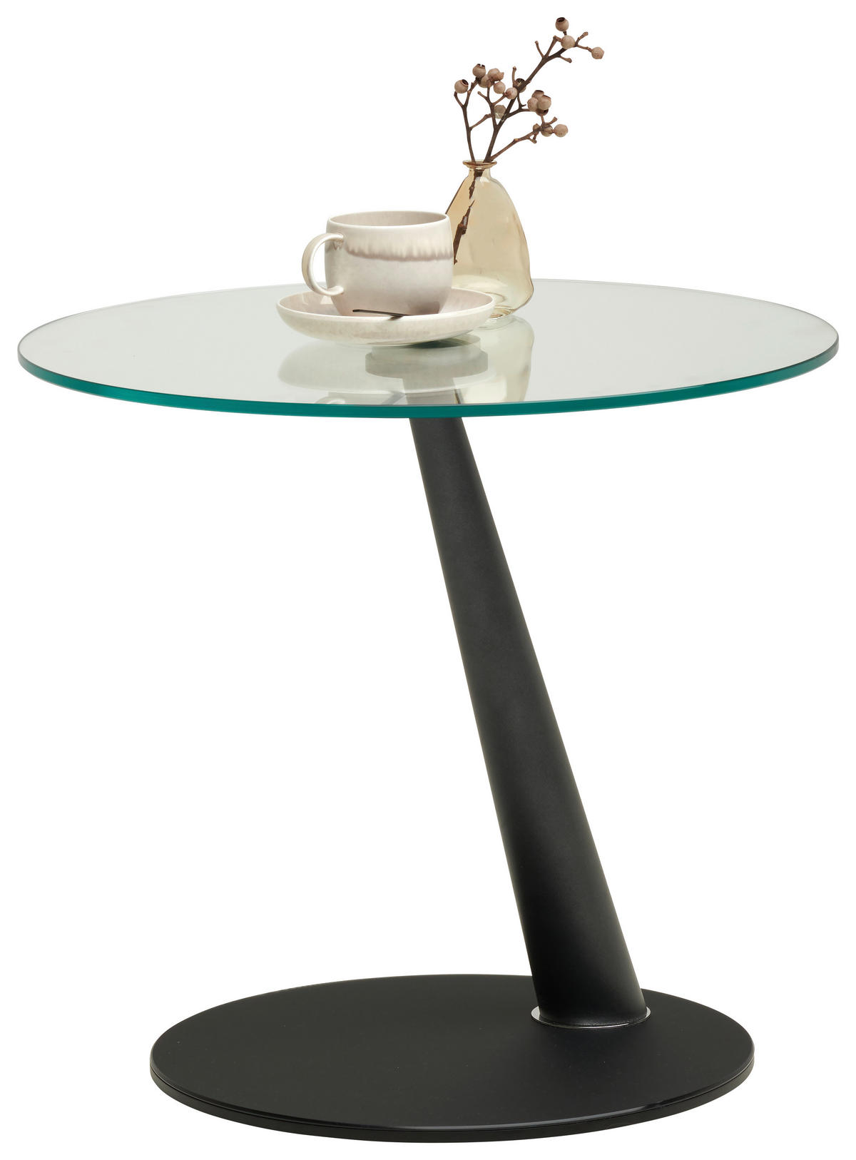 BEISTELLTISCH in Metall, Glas 60/60/55 cm  - Klar/Schwarz, Design, Glas/Metall (60/60/55cm) - Naos