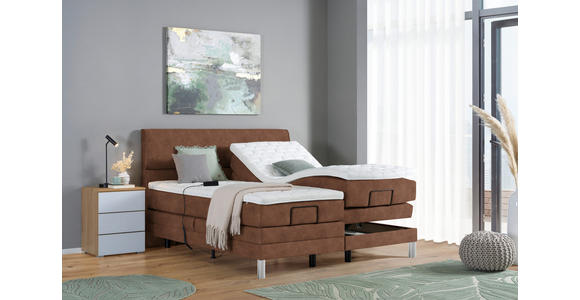 BOXSPRINGBETT 180/200 cm  in Cognac  - Chromfarben/Cognac, KONVENTIONELL, Kunststoff/Textil (180/200cm) - Voleo