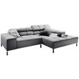 ECKSOFA Grau Flachgewebe  - Grau, Design, Textil/Metall (280/178cm) - Hom`in