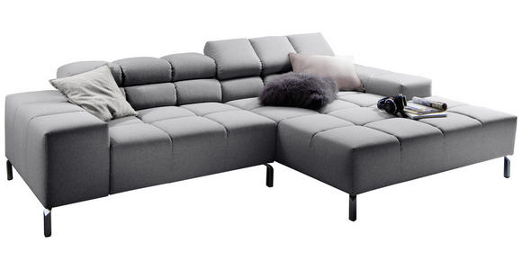 ECKSOFA Grau Flachgewebe  - Grau, Design, Textil/Metall (280/178cm) - Hom`in