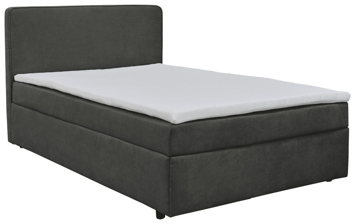 POSTELJA Z VZMETNICO 120 cm   x 200 cm  , tekstil antracit  - črna/naravne barve, Moderno, umetna masa/tekstil (120/200cm) - MID.YOU