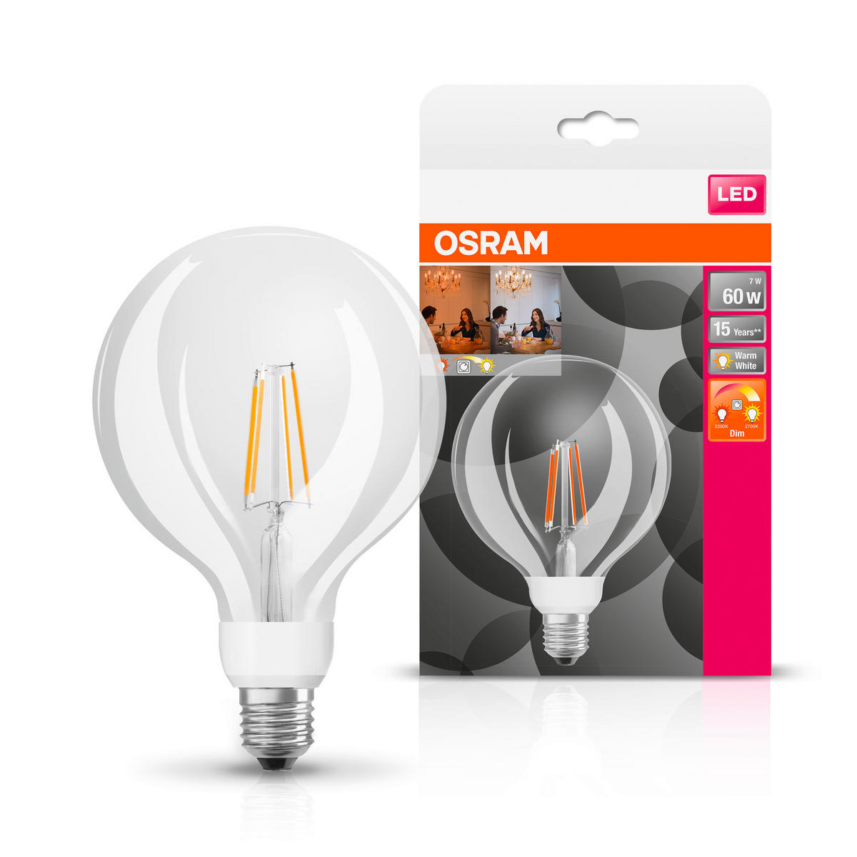 LED-LEUCHTMITTEL   E27 6,5 W 806 lm  - Klar, Basics, Glas (12,4/16,8cm) - Osram