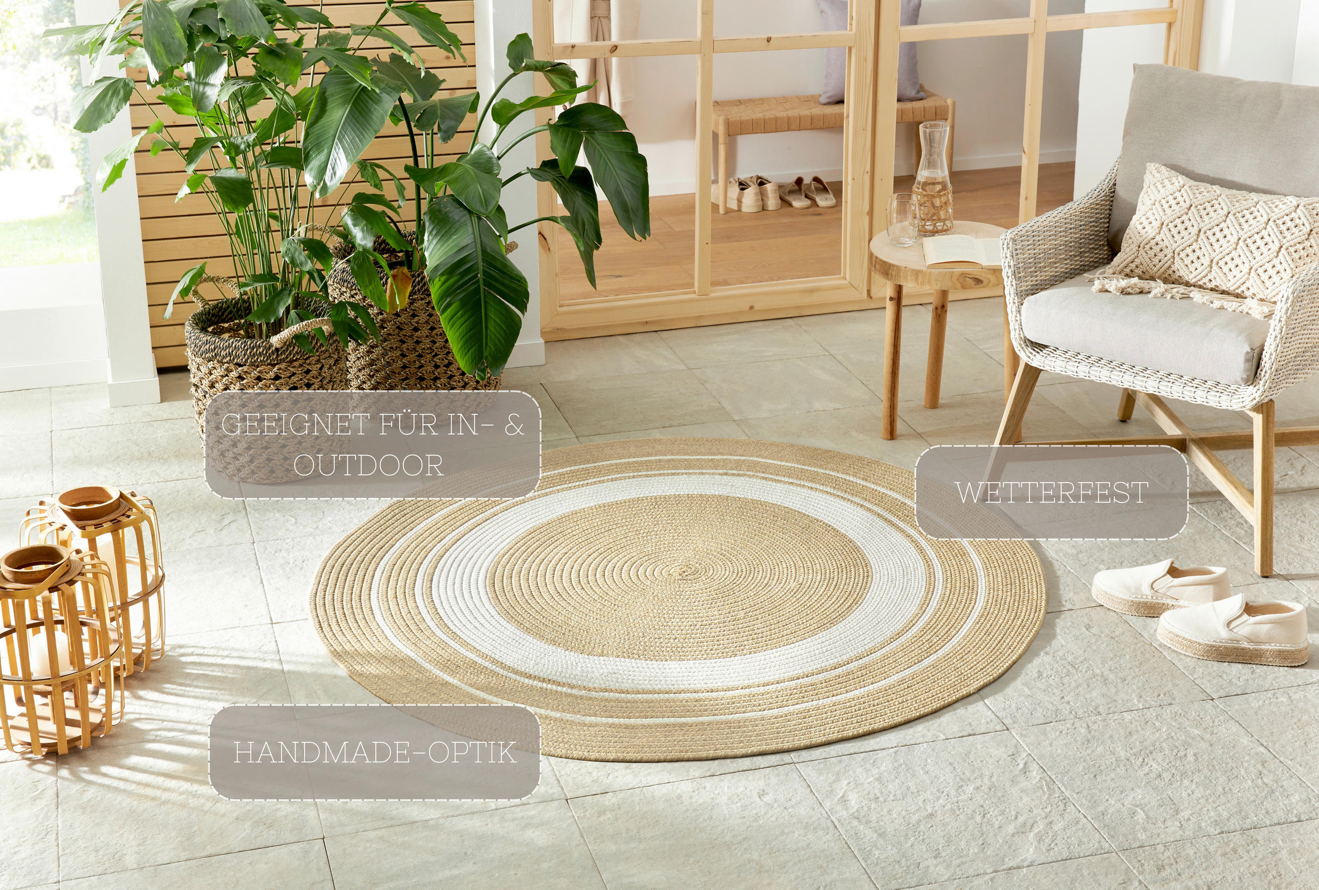 OUTDOORTEPPICH 200 cm Braided Beige, Creme  - Beige/Creme, Design, Kunststoff (200cm) - Hanse Home