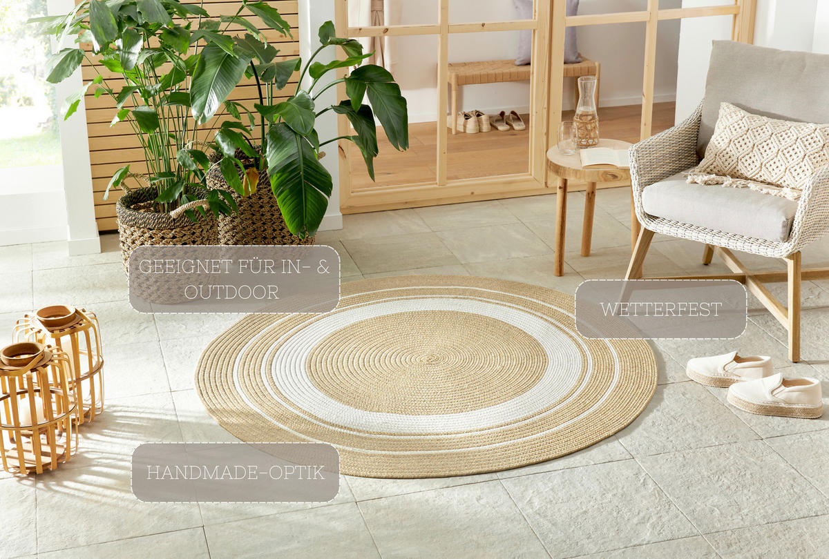 OUTDOORTEPPICH 200 cm Braided Beige, Creme  - Beige/Creme, Design, Kunststoff (200cm) - Hanse Home