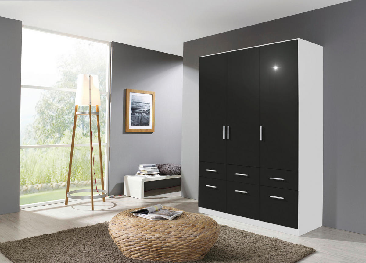 DREHTÜRENSCHRANK  in Weiß, Grau  - Chromfarben/Weiß, MODERN, Holzwerkstoff/Kunststoff (136/197/54cm) - Rauch Möbel