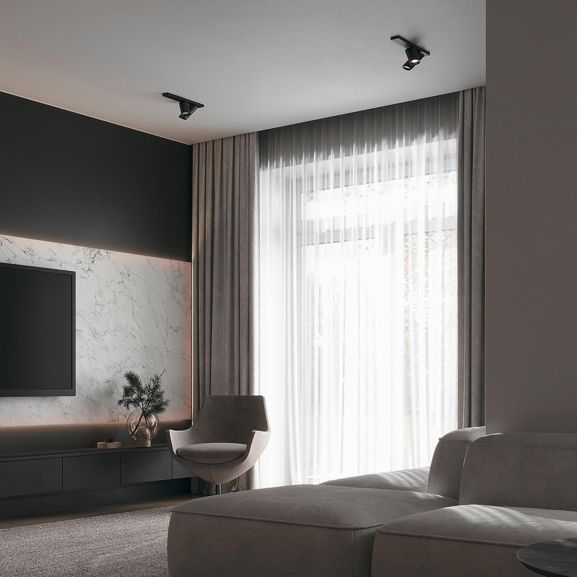 STRAHLER Ceiling & Wall 6/34,4/12 cm - Schwarz, Trend, Metall (6/34,4/12cm) - MAYTONI