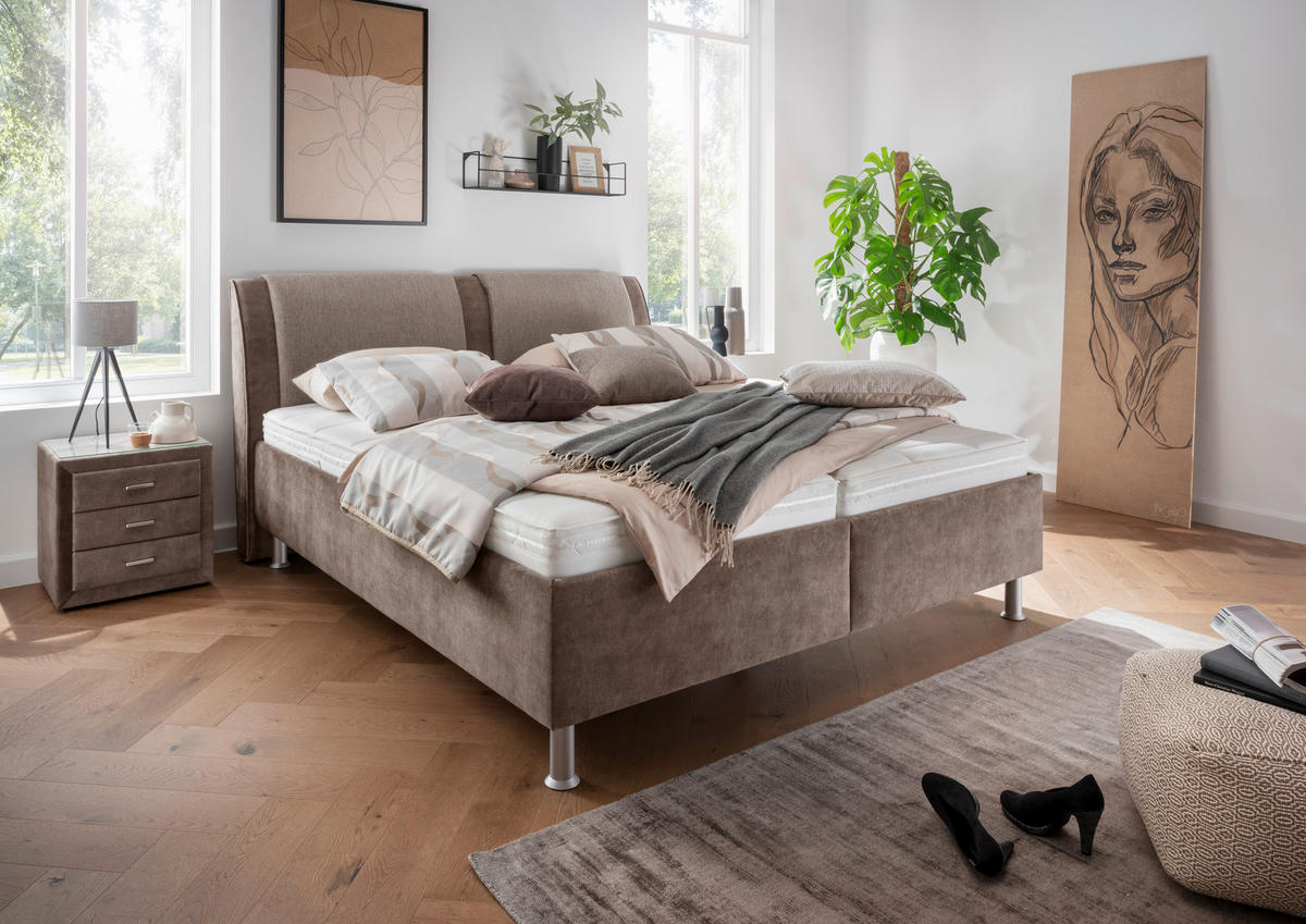 POLSTERBETT 180/200 cm  in Schlammfarben  - Weiss/Schlammfarben, Konventionell, Holz/Holzwerkstoff (180/200cm) - Beldomo - Sleep