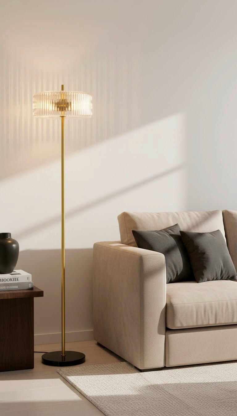 STOJACÍ LAMPA, 30/145 cm  - jantarové barvy/barvy zlata, Trend, kov/sklo (30/145cm) - Collett's Monde