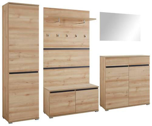 GARDEROBE 5-teilig  in 276/200/40 cm  - Anthrazit/Buchefarben, Design, Holzwerkstoff (276/200/40cm) - Carryhome