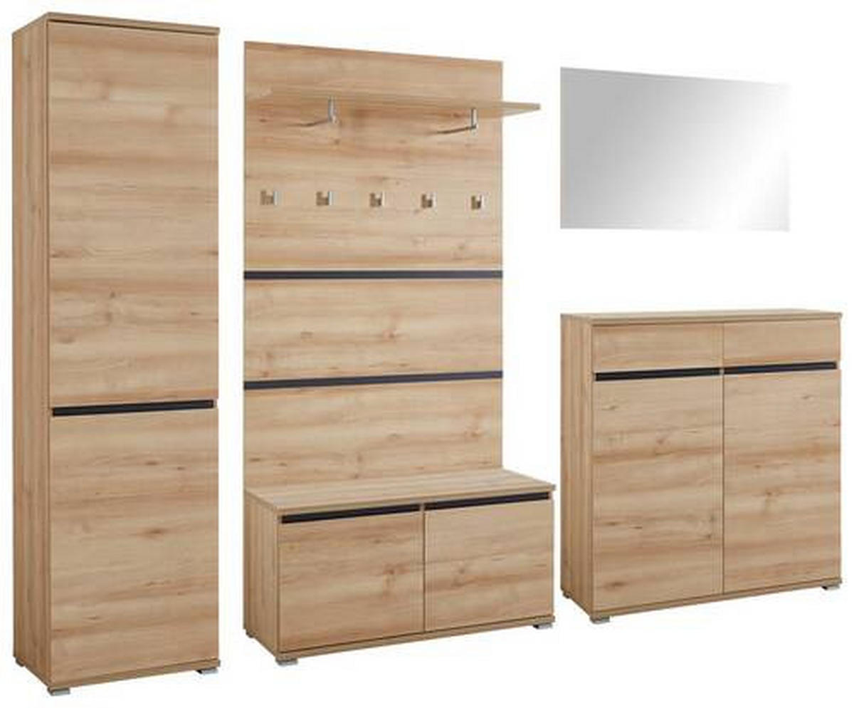 GARDEROBE 5-teilig  in 276/200/40 cm  - Anthrazit/Buchefarben, Design, Holzwerkstoff (276/200/40cm) - Carryhome