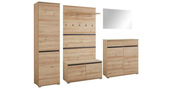 GARDEROBE 5-teilig in 276/200/40 cm - Anthrazit/Buchefarben, Design, Holzwerkstoff (276/200/40cm) - Carryhome