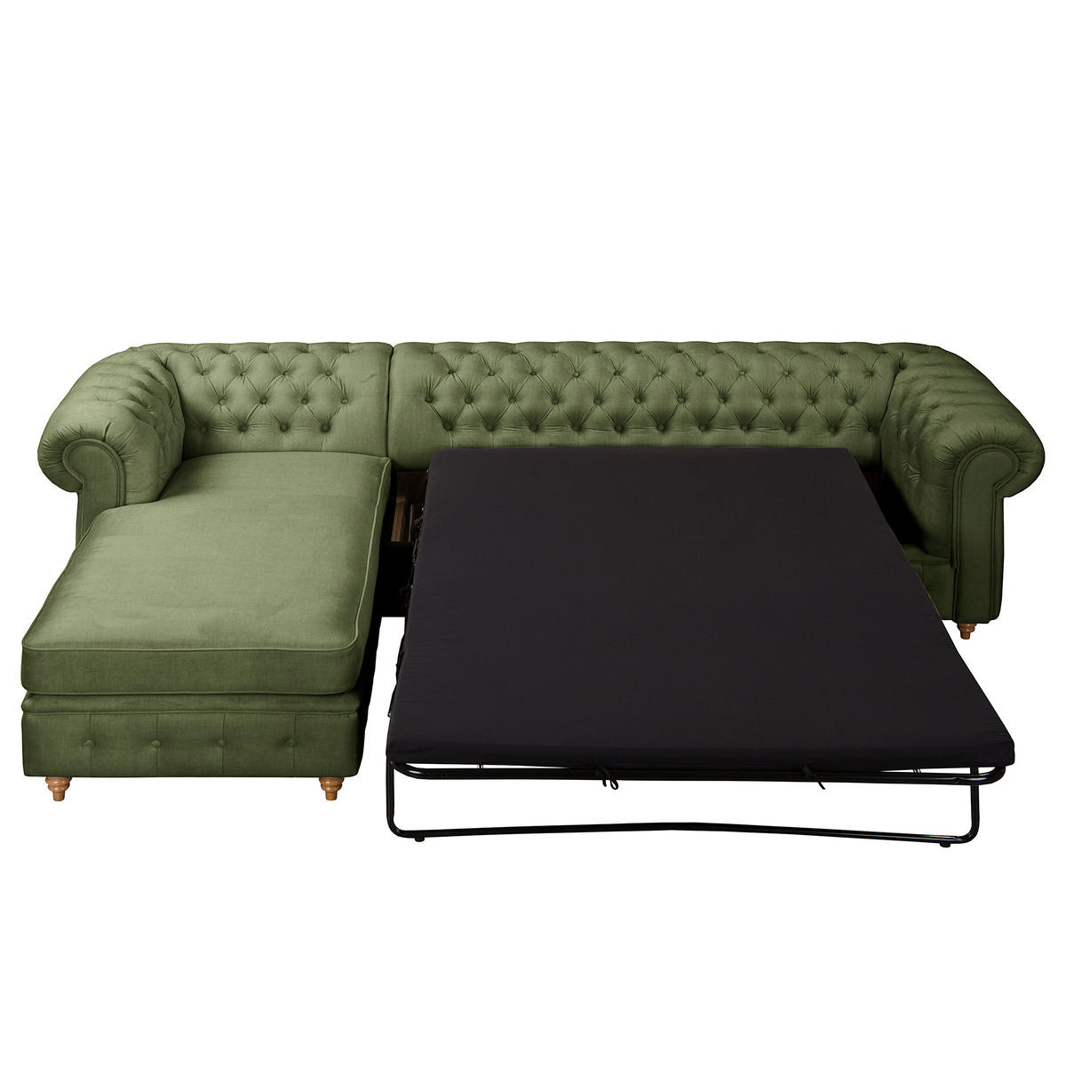 ECKSOFA Mikrofaser Dunkelgrün  - Dunkelgrün/Braun, Design, Holz/Textil (182/284cm) - P & B