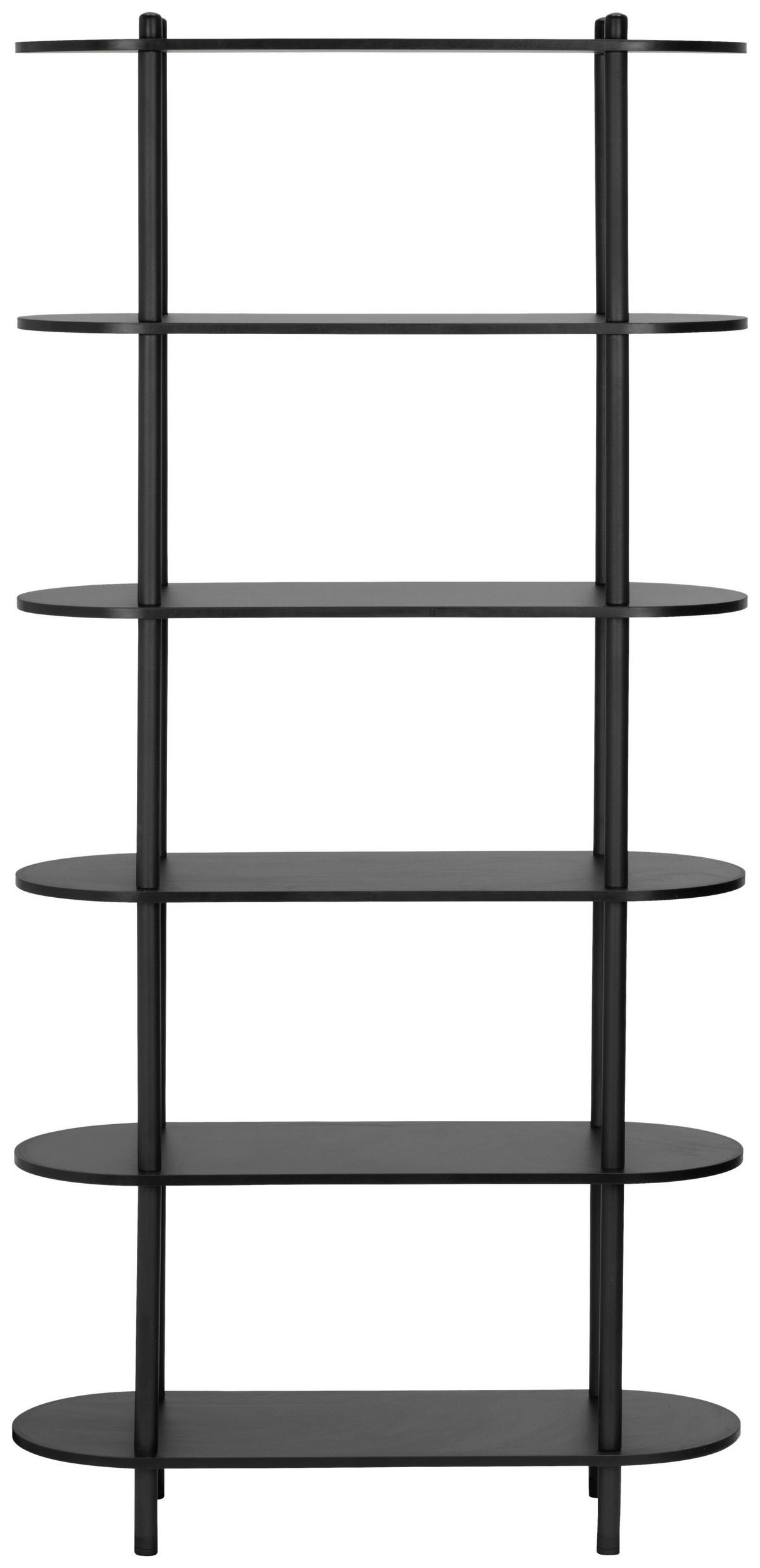 REGAL  90/160/30 cm Schwarz  - Schwarz, MODERN, Holzwerkstoff/Metall (90/160/30cm) - PBJ