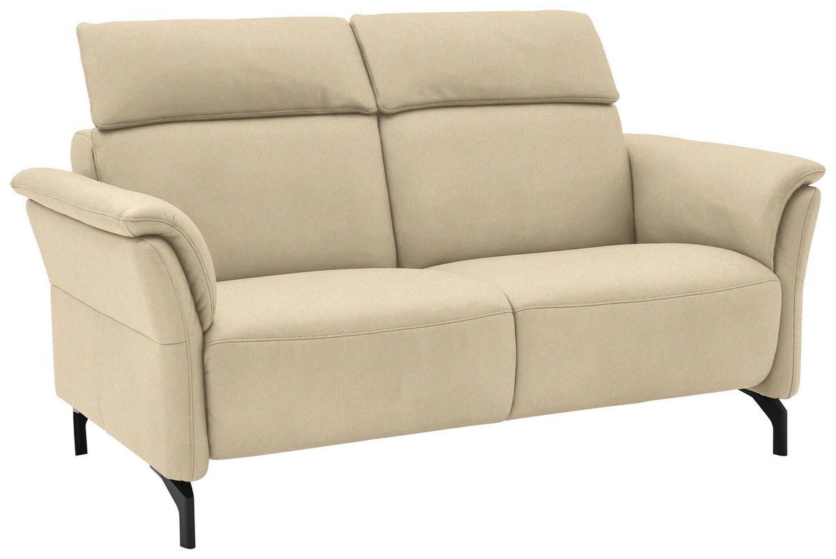 2-SITZER-SOFA in Mikrofaser Ecru  - Ecru/Schwarz, Konventionell, Textil/Metall (178/103/92cm) - Dieter Knoll