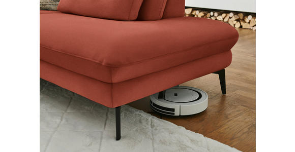 WOHNLANDSCHAFT  in Chenille, Flachgewebe Terracotta  - Terracotta/Schwarz, Design, Textil/Metall (180/344/208cm) - Dieter Knoll