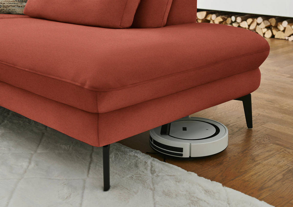 WOHNLANDSCHAFT Chenille, Flachgewebe Terracotta  - Terracotta/Schwarz, Design, Textil/Metall (180/344/208cm) - Dieter Knoll