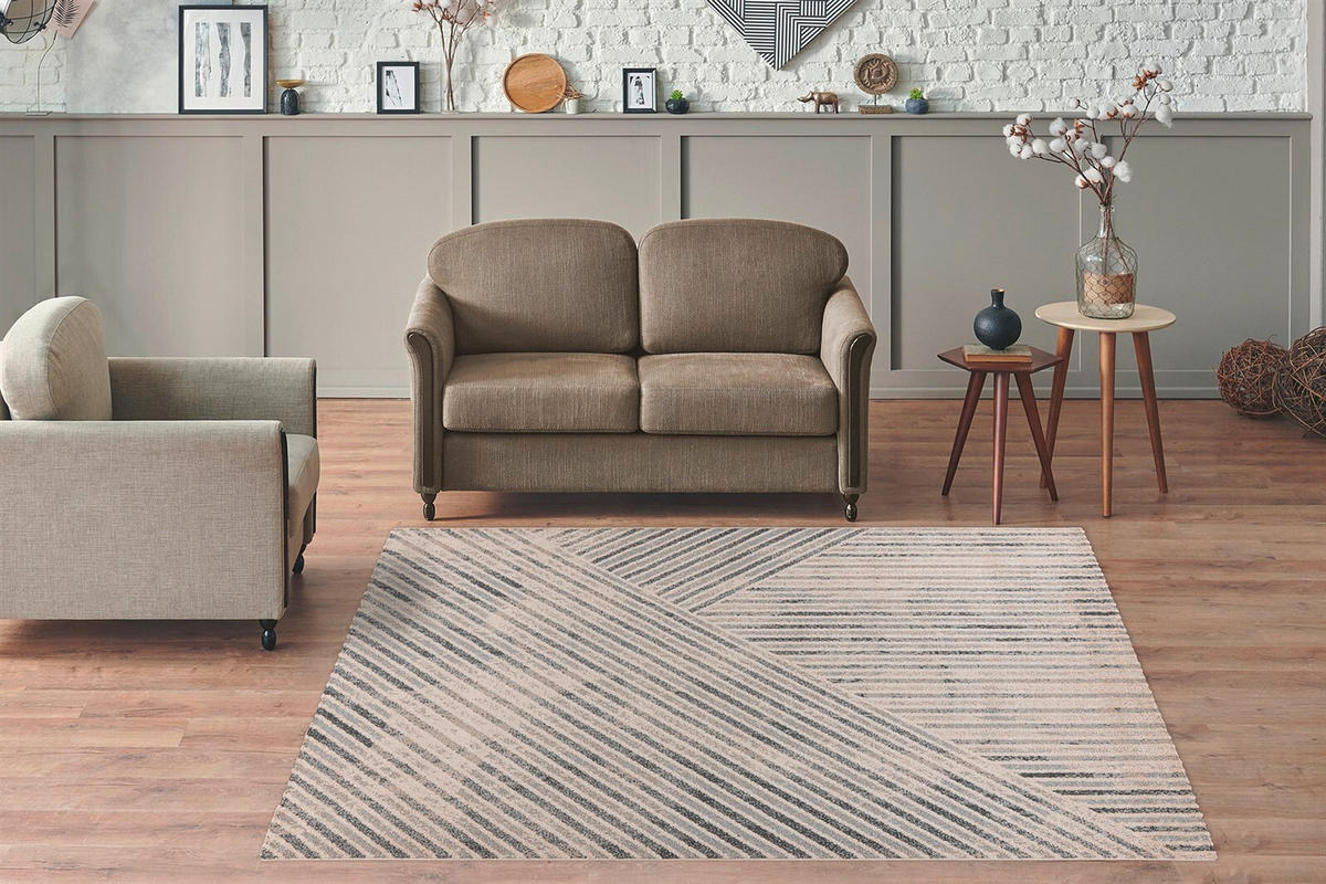 TEPPICH 80/150 cm Rhombus 125 Beige / Grau Grau, Beige  - Beige/Grau, KONVENTIONELL, Textil (80/150cm)