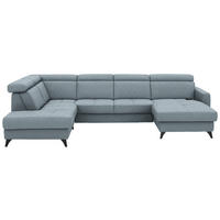WOHNLANDSCHAFT Flachgewebe Hellblau  - Schwarz/Hellblau, Konventionell, Textil/Metall (215/333/174cm) - Beldomo System