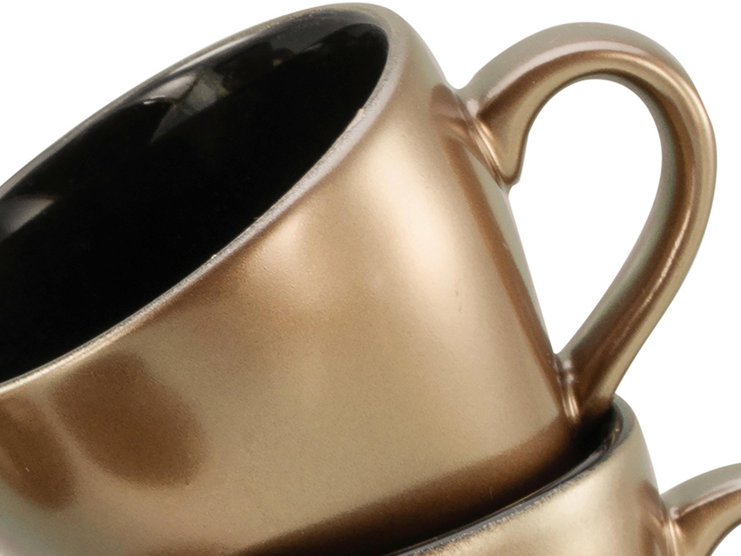 ESPRESSOTASSE MIT UNTERTASSE Golden Days Schwarz 100 ml - Goldfarben/Schwarz, Basics, Keramik - Creatable