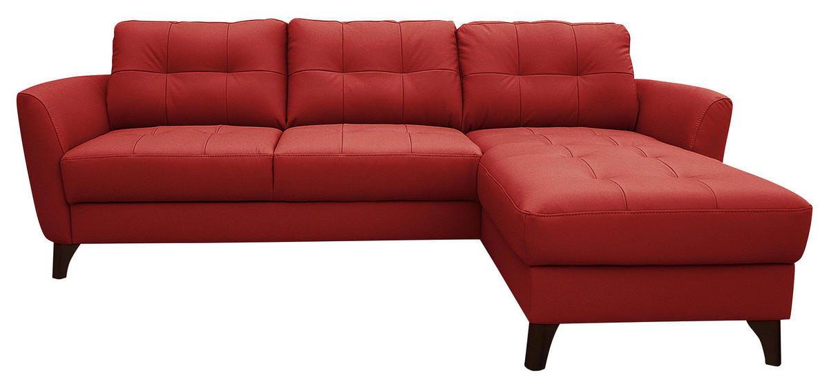 ECKSOFA in Lederlook Echtleder Rot  - Buchefarben/Rot, Design, Leder/Holz (238/168cm) - Livetastic
