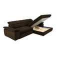 ECKSOFA in Mikrofaser Dunkelbraun  - Chromfarben/Dunkelbraun, Design, Textil/Metall (265/180cm) - Carryhome