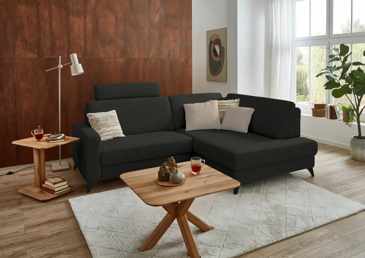 ECKSOFA  Chenille Anthrazit  - Anthrazit/Schwarz, Design, Textil/Metall (239/182cm) - Beldomo Comfort