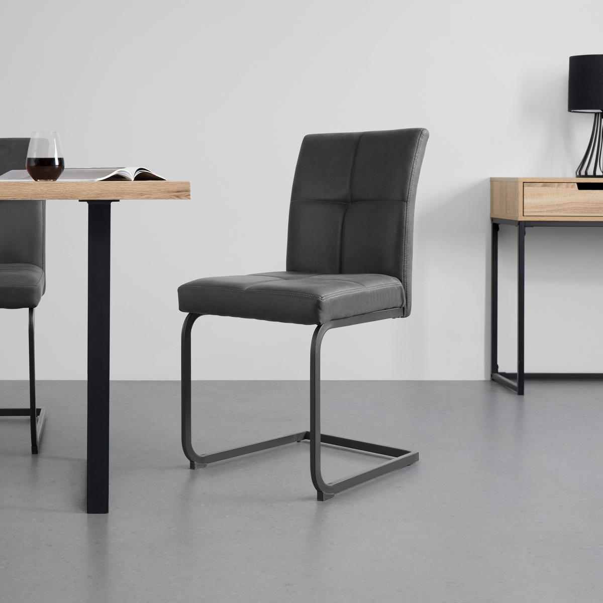 Schwingstuhl Cooper Grau - Schwarz/Grau, MODERN, Textil/Metall (45/93/60cm)