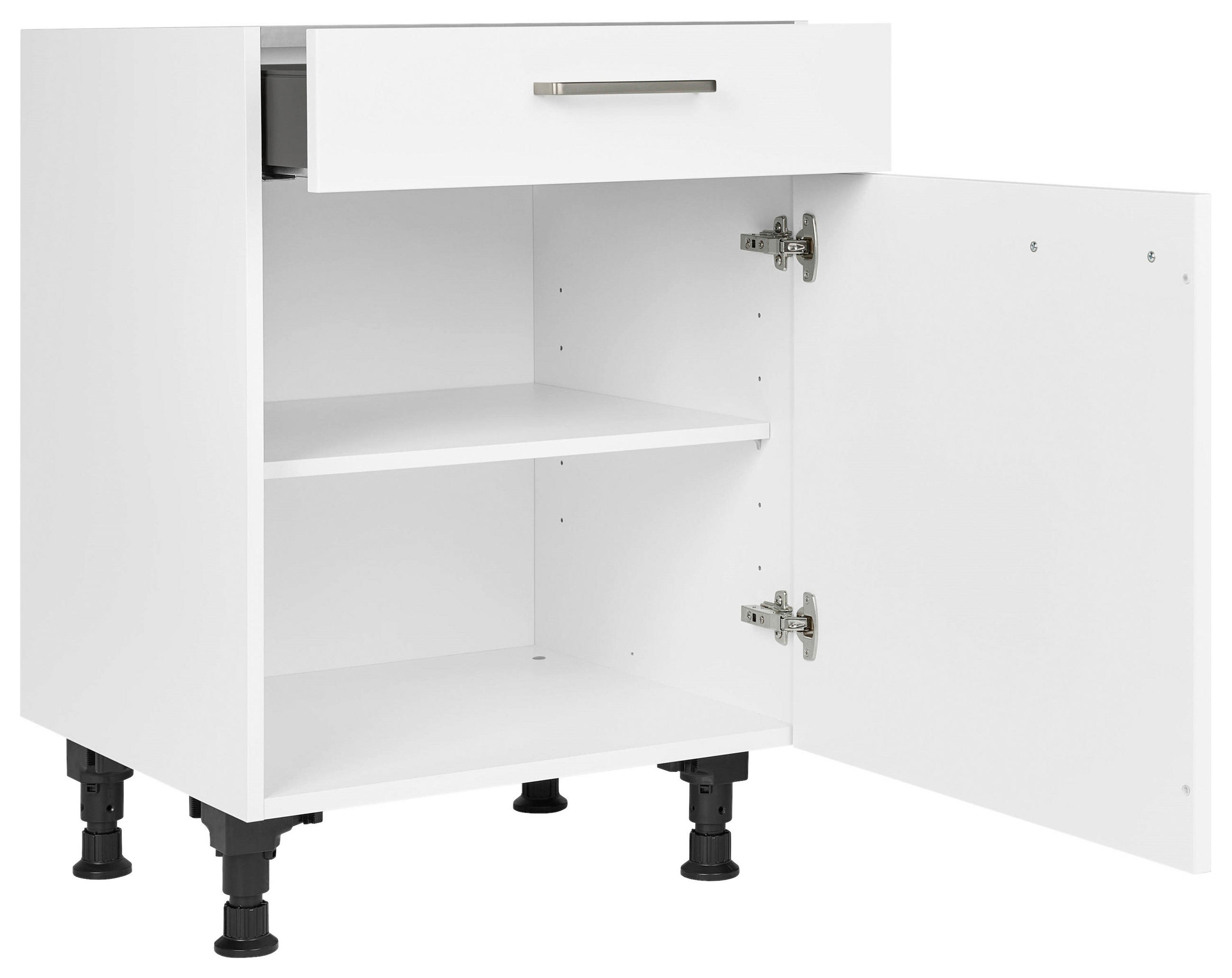 SCHUBKASTENUNTERSCHRANK 60/87/56 cm  in Weiß  - Edelstahlfarben/Weiß, MODERN, Holzwerkstoff/Metall (60/87/56cm) - Nobilia