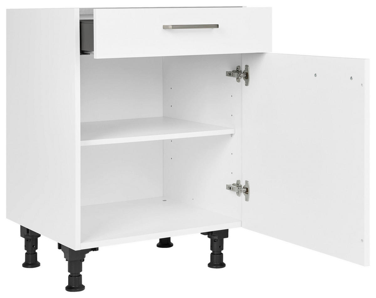 SCHUBKASTENUNTERSCHRANK 60/87/56 cm  in Weiß  - Edelstahlfarben/Weiß, MODERN, Holzwerkstoff/Metall (60/87/56cm) - Nobilia