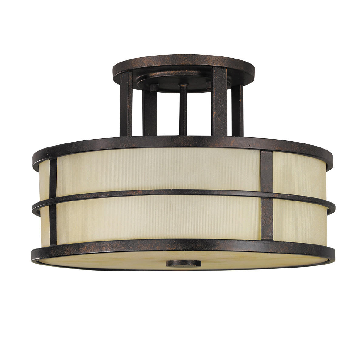 STROPNA SVETILKA Fusion 34.3/22.9 cm   - temno rjava/barve brona, Natur, kovina (34.3/22.9cm) - Elstead Lighting