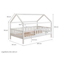 HAUSBETT 100/200 cm,  in Weiß, Altrosa  - Altrosa/Naturfarben, MODERN, Holz/Textil (100/200cm) - Livetastic