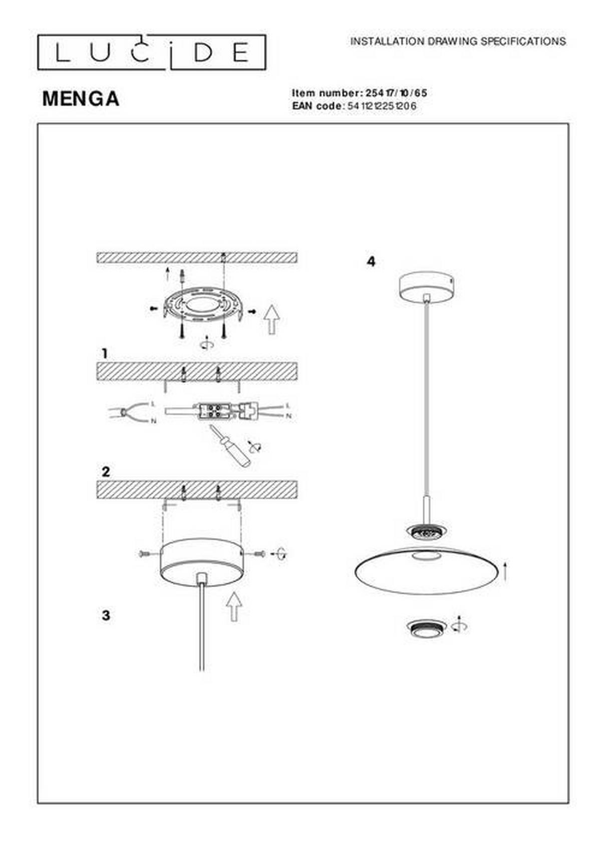 LED-HÄNGELEUCHTE MENGA 40/40/16 cm   - KONVENTIONELL (40/40/16cm) - Lucide