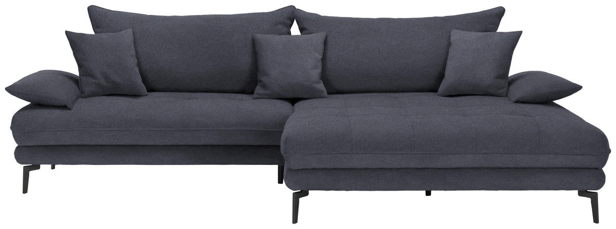 ECKSOFA PRATO Anthrazit Mikrofaser  - Anthrazit/Schwarz, MODERN, Textil/Metall (292/176cm) - MID.YOU