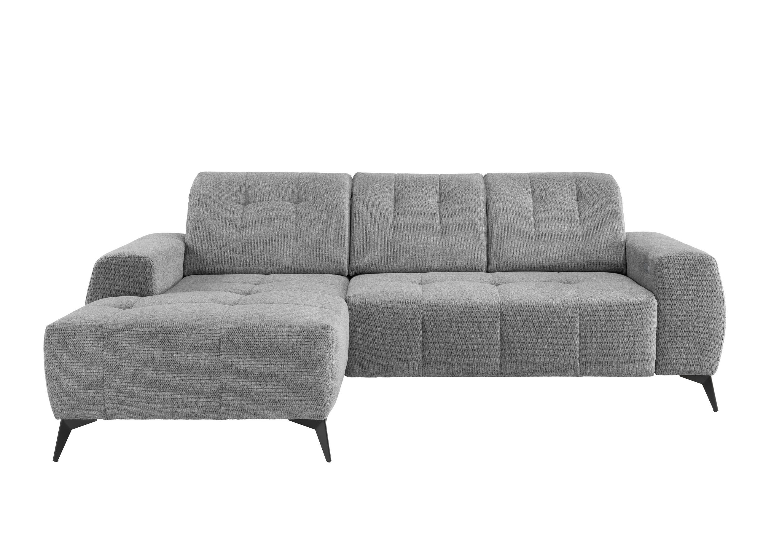 ECKSOFA in Chenille Silberfarben - Silberfarben/Schwarz, Modern, Textil/Metall (180/258cm) - Livetastic