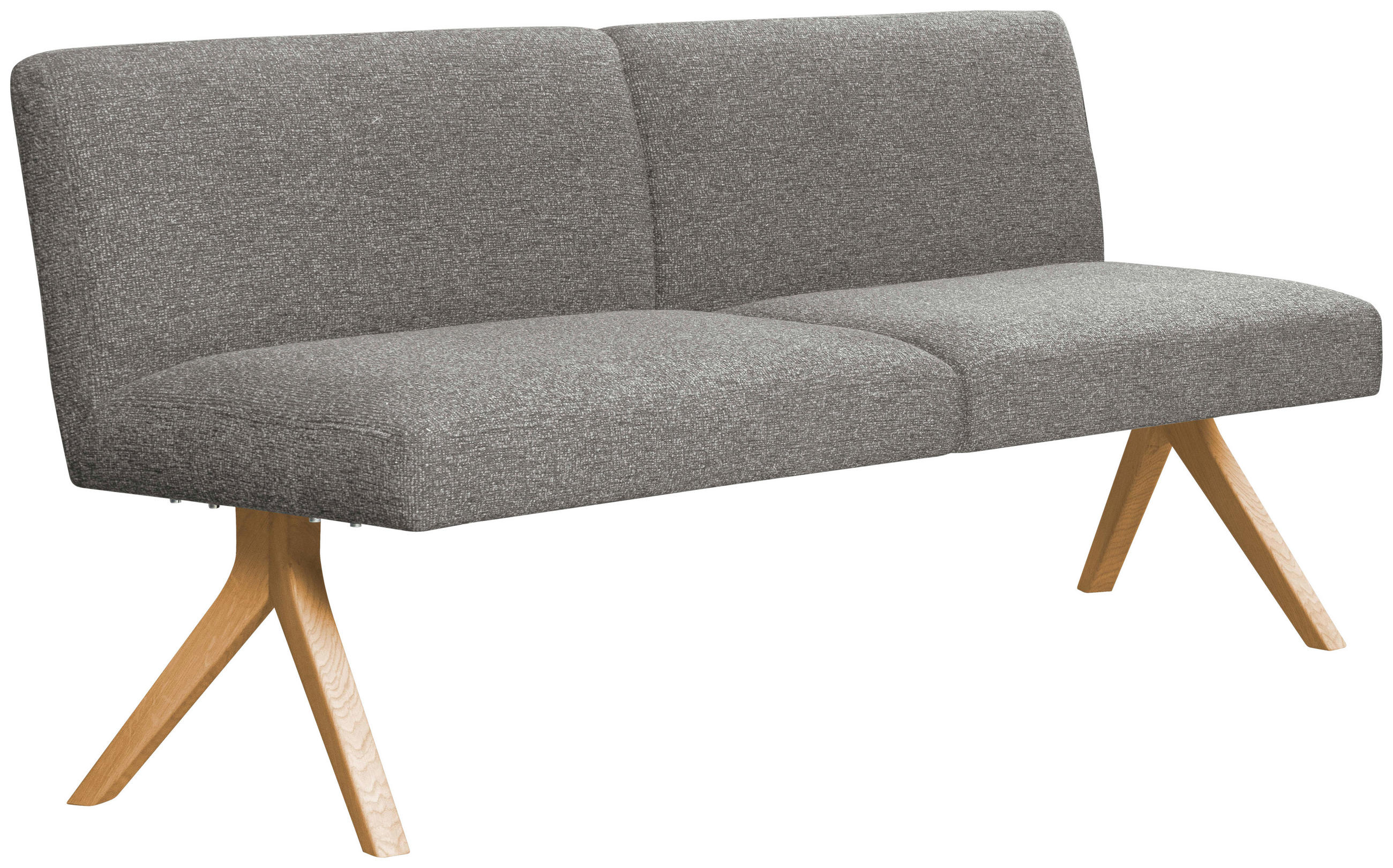 SITZBANK 160/85/69 cm Webstoff Grau Eiche vollmassiv  - Eichefarben/Grau, KONVENTIONELL, Holz/Textil (160/85/69cm) - Linea Natura