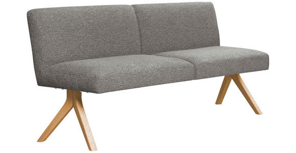 SITZBANK 160/85/69 cm Webstoff Grau Eiche vollmassiv  - Eichefarben/Grau, KONVENTIONELL, Holz/Textil (160/85/69cm) - Linea Natura